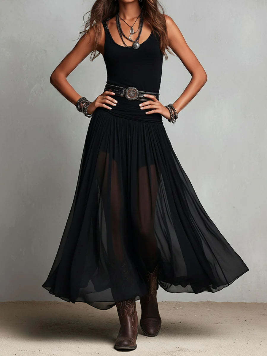Giselle | Tank &amp; Tulle-Skirt Maxi Dress