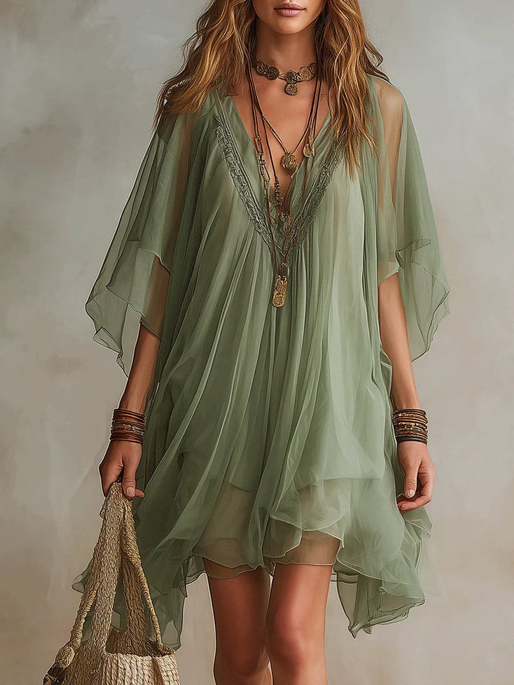 Wren | V-Neck Layered Flowy Mini Dress