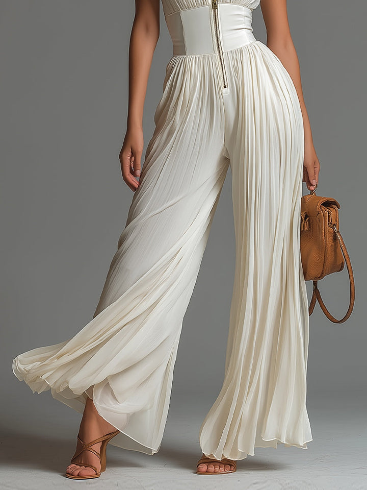 Odette | V-Neck Wide-Leg Chiffon Jumpsuit
