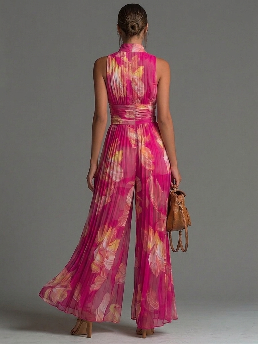 Ariadne | Vibrant Floral Pleated Jumpsuit