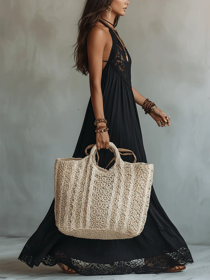 Seraphina | Bohemian Lace-Trimmed Maxi Dress