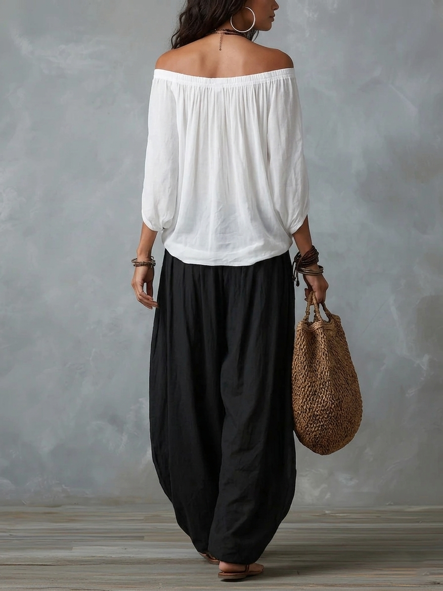 Bianca | Off-Shoulder Top &amp; Lantern Pants Set