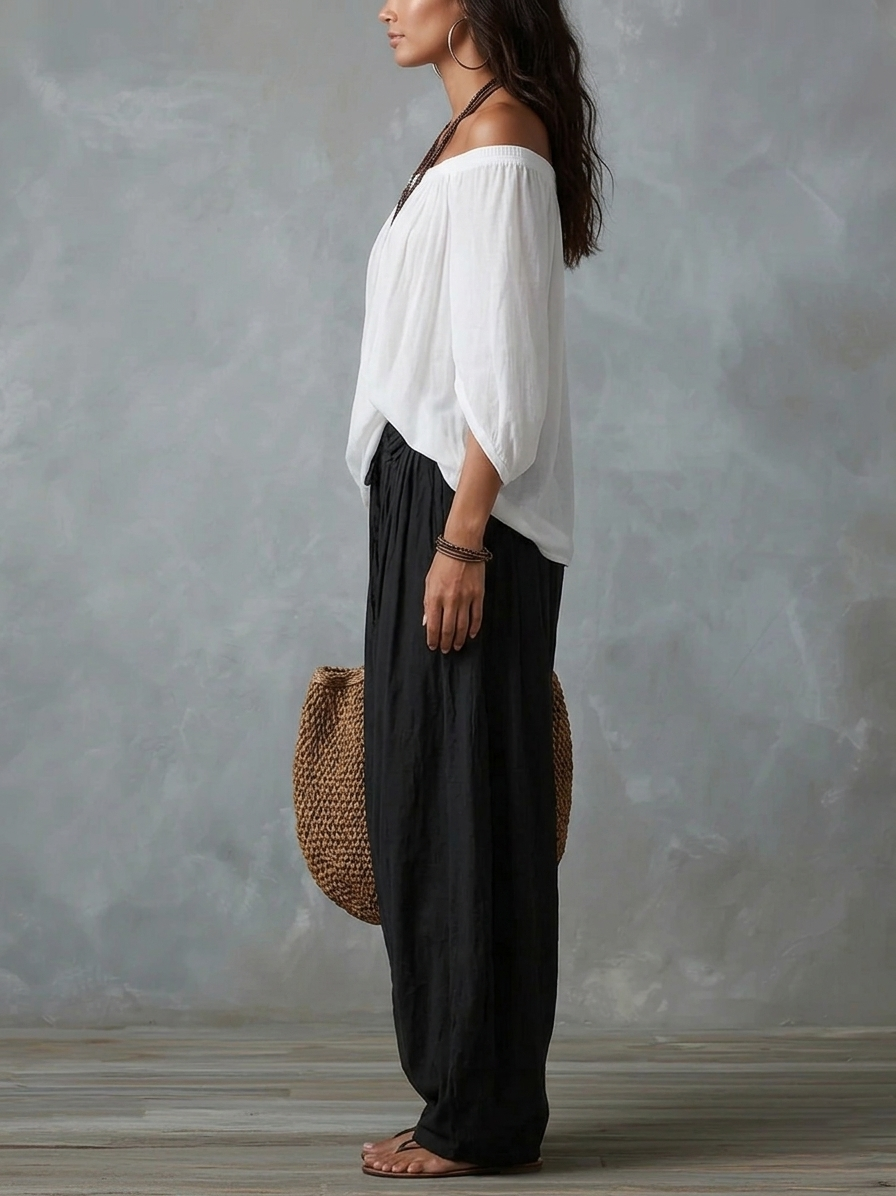 Bianca | Off-Shoulder Top &amp; Lantern Pants Set