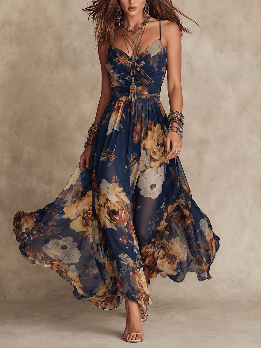 Ilaria | Painterly Floral Maxi Dress