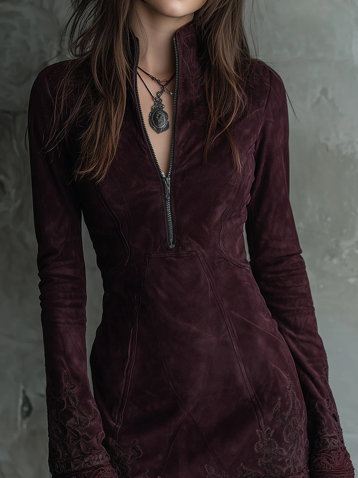 Olivia | Vintage Suede Midi Dress
