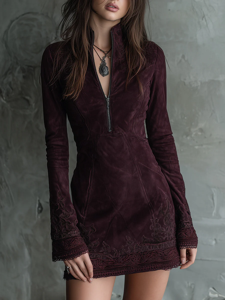 Olivia | Vintage Suede Midi Dress