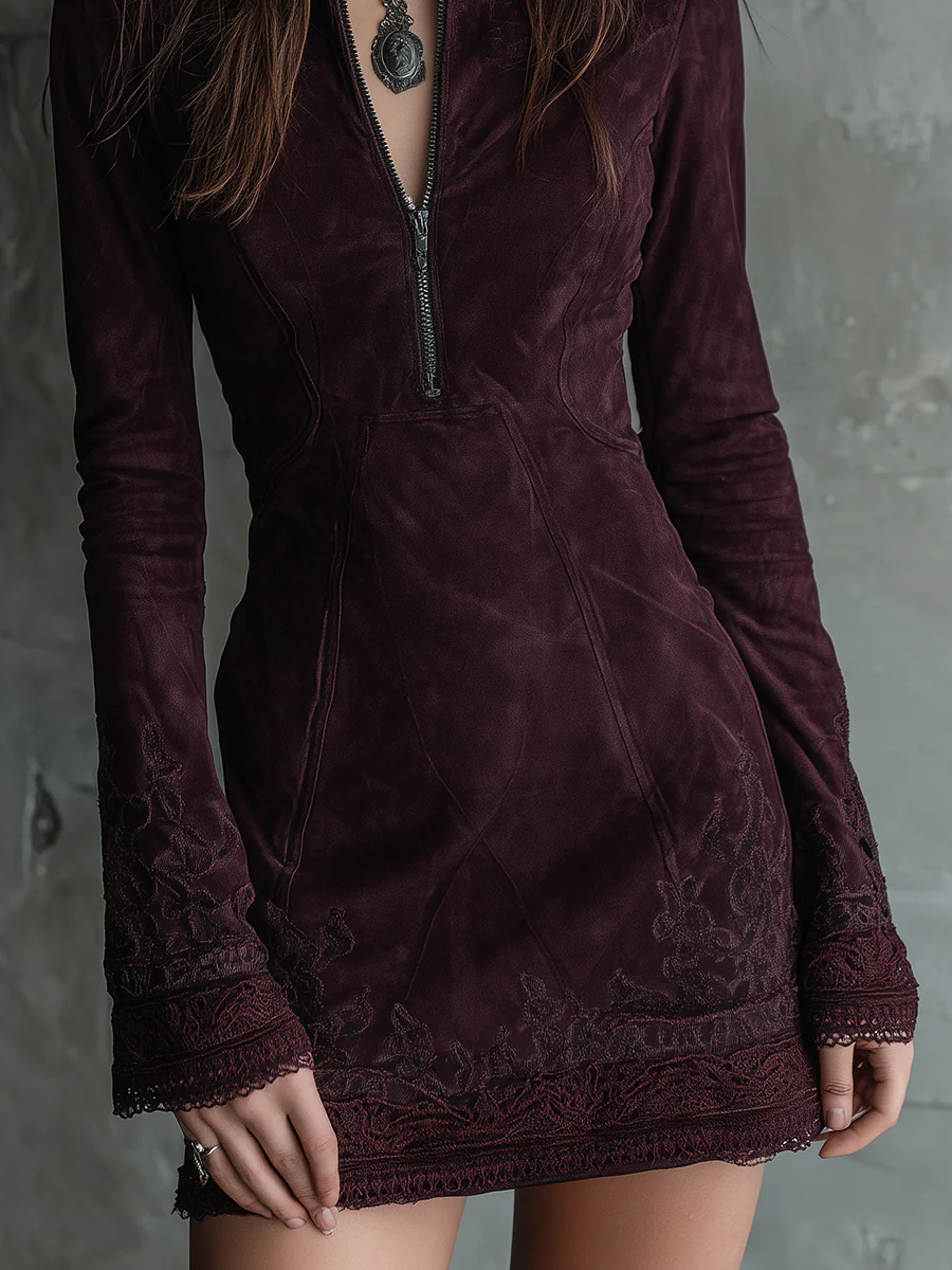 Olivia | Vintage Suede Midi Dress