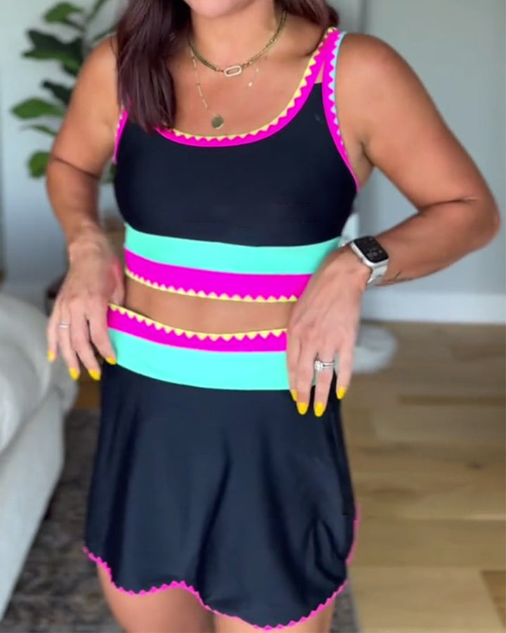 Myra | Elegant Three-Piece Colour Block Swimsuit