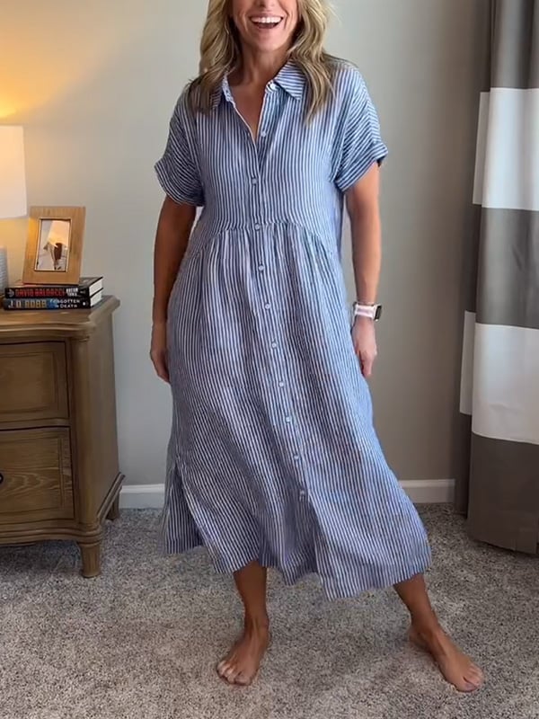 Phoebe | Striped Button-Up Dress