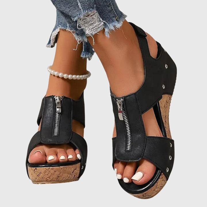 Vivienne | Zip Front Platform Comfort Sandals