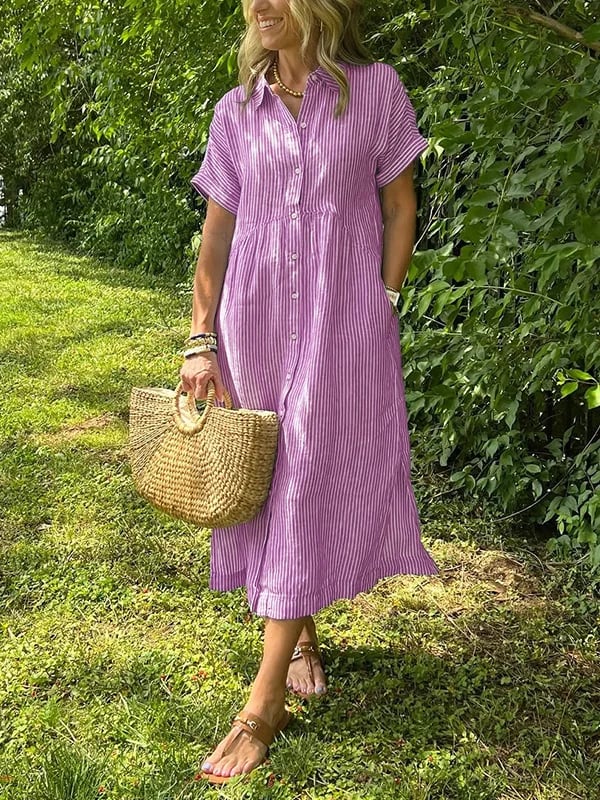 Phoebe | Striped Button-Up Dress