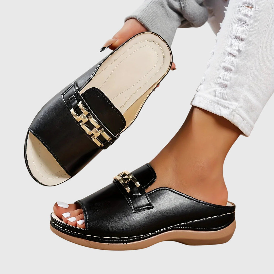 Kaylee | Chain Accent Slide Sandals