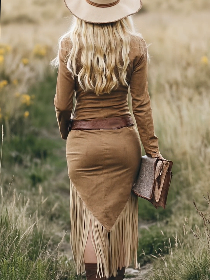 Valencia | Suede Fringe Dress