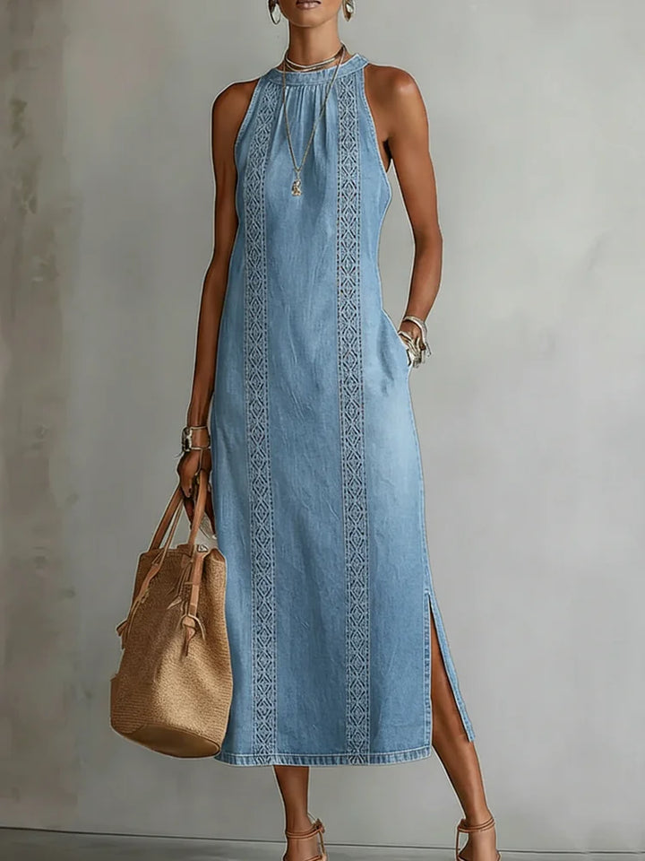 Julia | Retro Lace Denim Dress