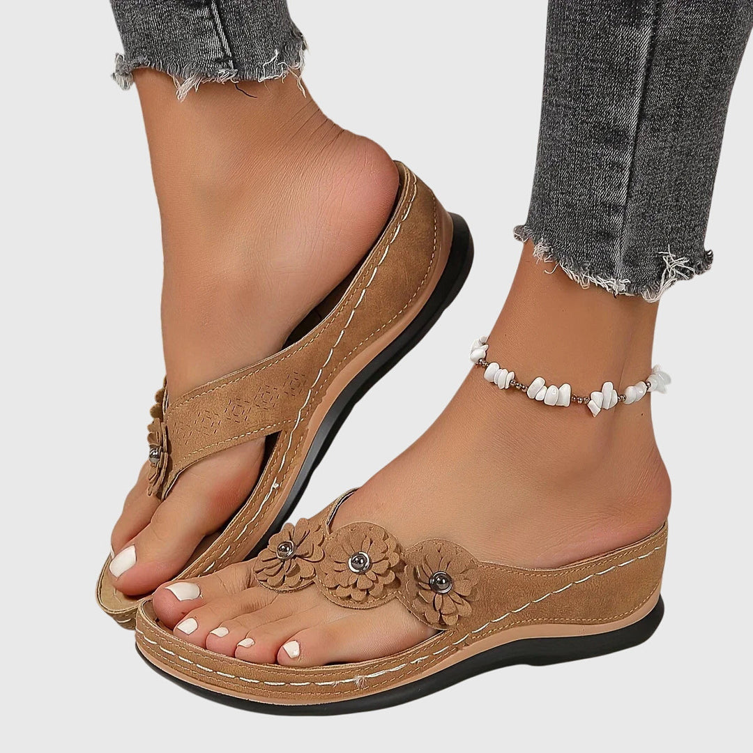 Alexa | Floral Comfort Wedge Flip Flops