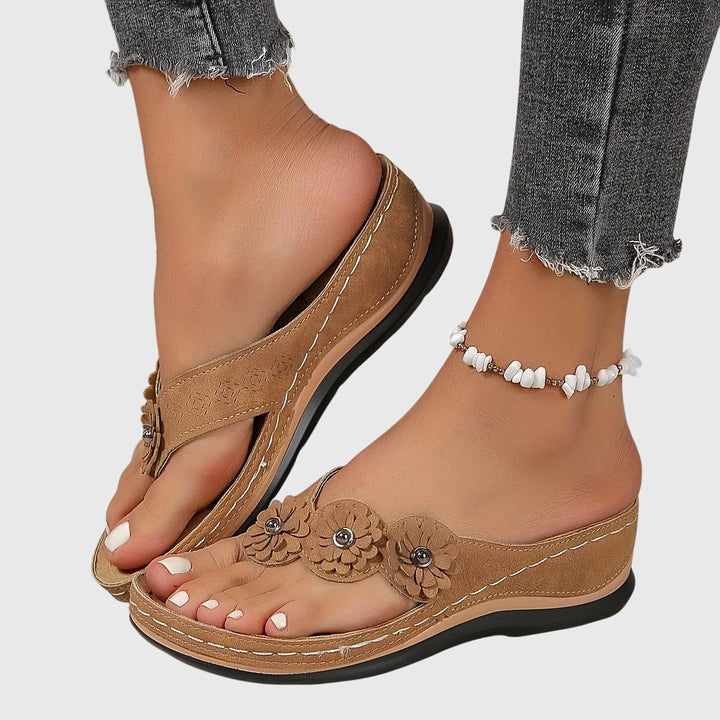 Alexa | Floral Comfort Wedge Flip Flops