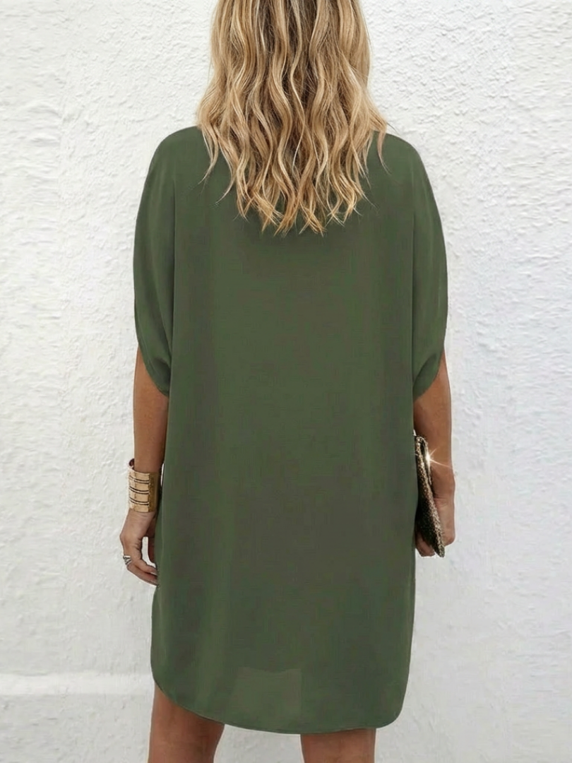 Calanthe | Draped V-Neck Shift Dress