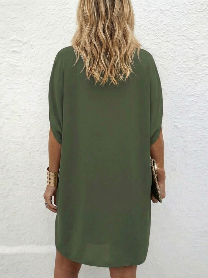 Calanthe | Draped V-Neck Shift Dress