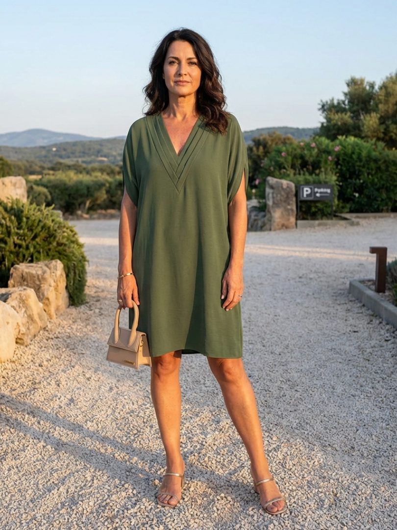 Calanthe | Draped V-Neck Shift Dress