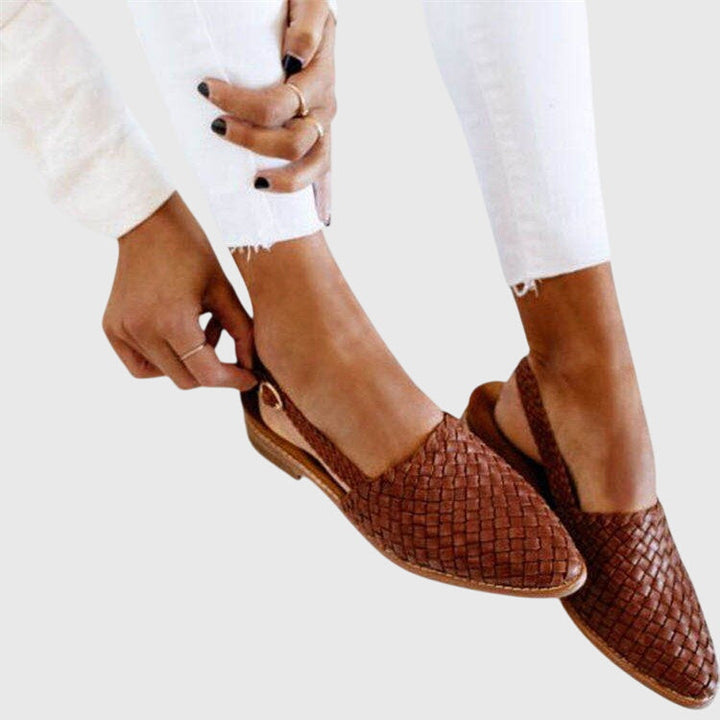 Natalie | Woven Slingback Mule Flats
