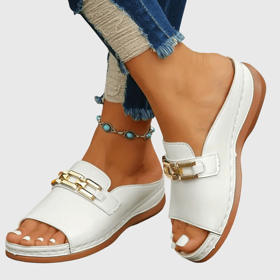 Kaylee | Chain Accent Slide Sandals