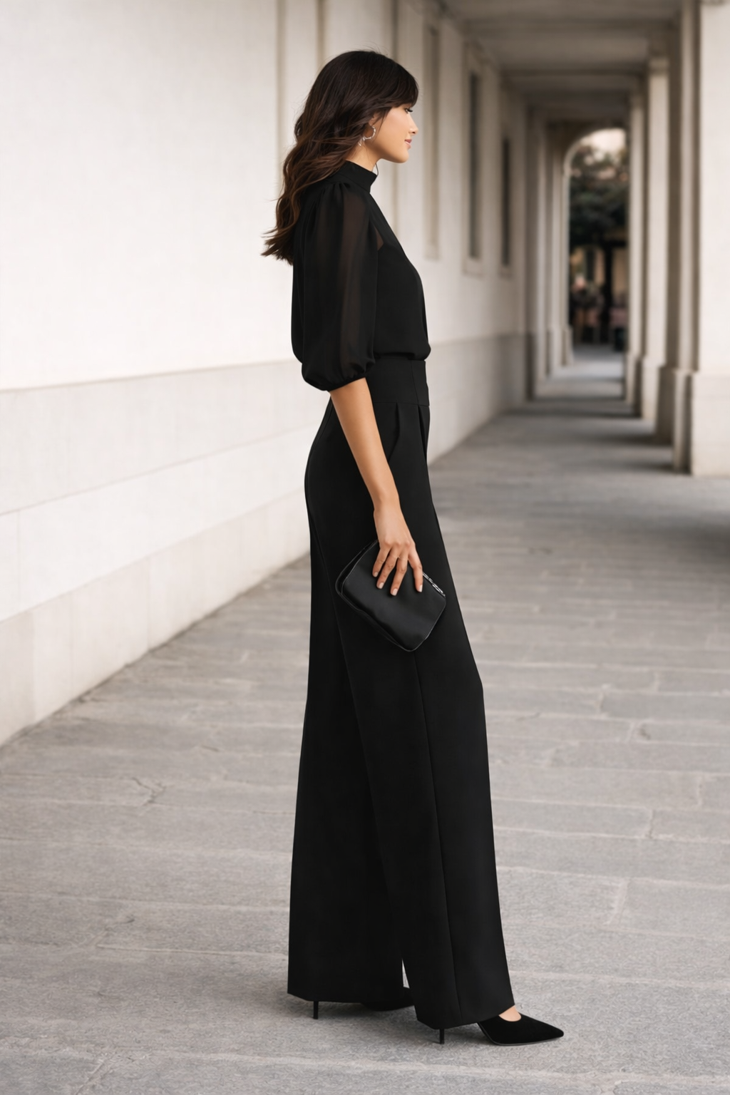 Valentina | Three-Piece Set Comprising a Sheer Camisole and Wide-Leg Pants