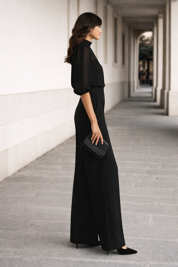 Valentina | Three-Piece Set Comprising a Sheer Camisole and Wide-Leg Pants