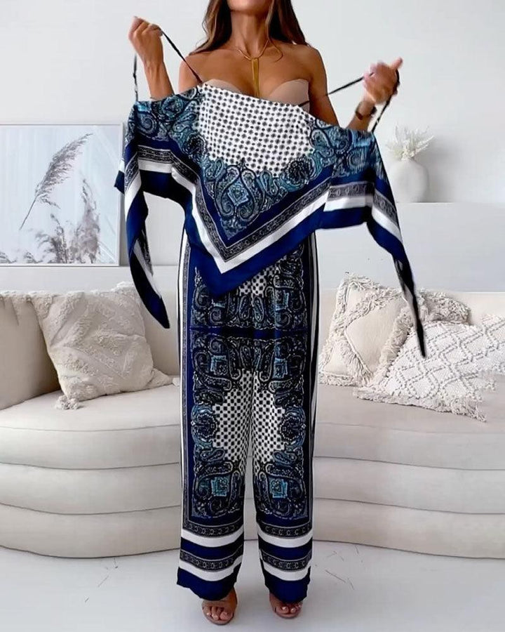 Helen | Vacation Ready Stylish Lace-Up Vest &amp; Pants Two-Piece Set Dress