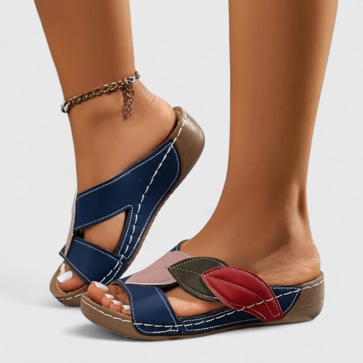Taylor | Leaf Accent Comfort Slide Sandals