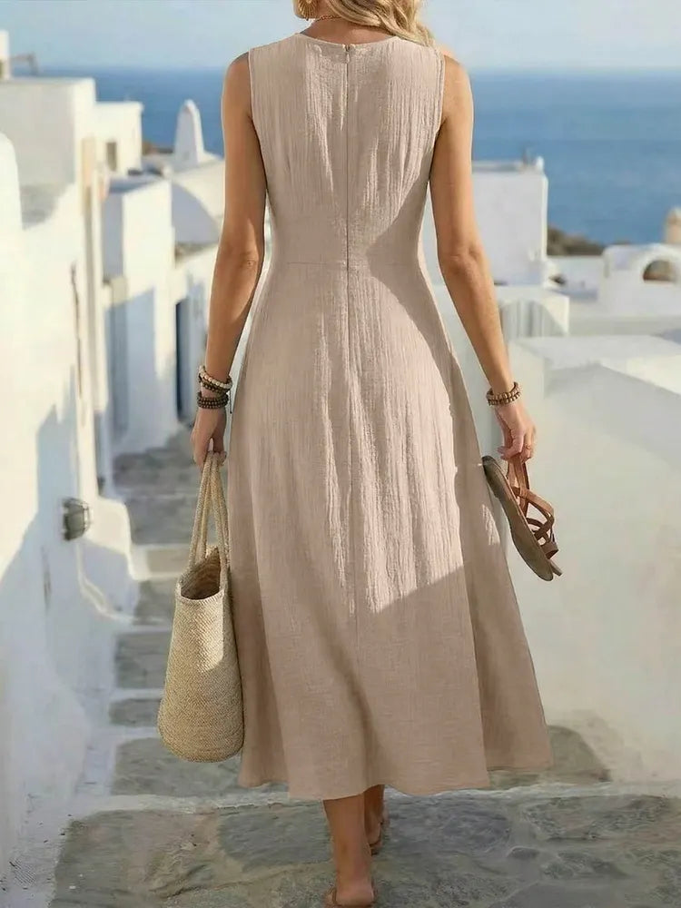 Giselle | Cross Waist Sleeveless Midi Dress
