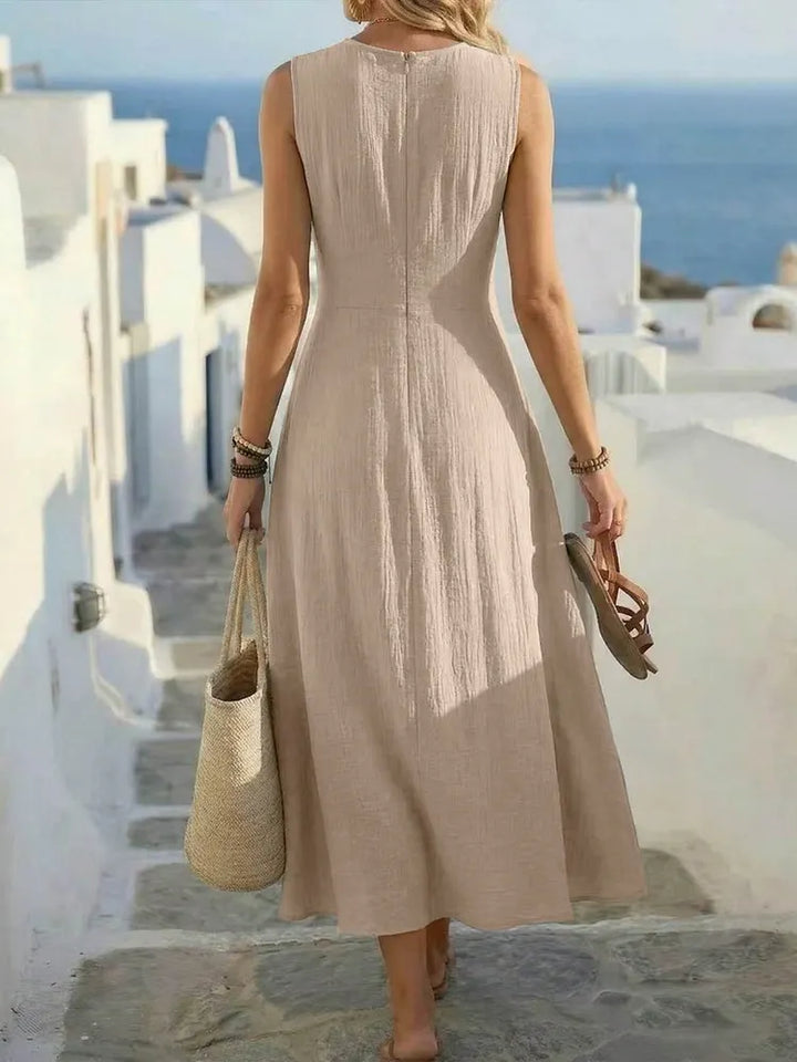 Giselle | Cross Waist Sleeveless Midi Dress