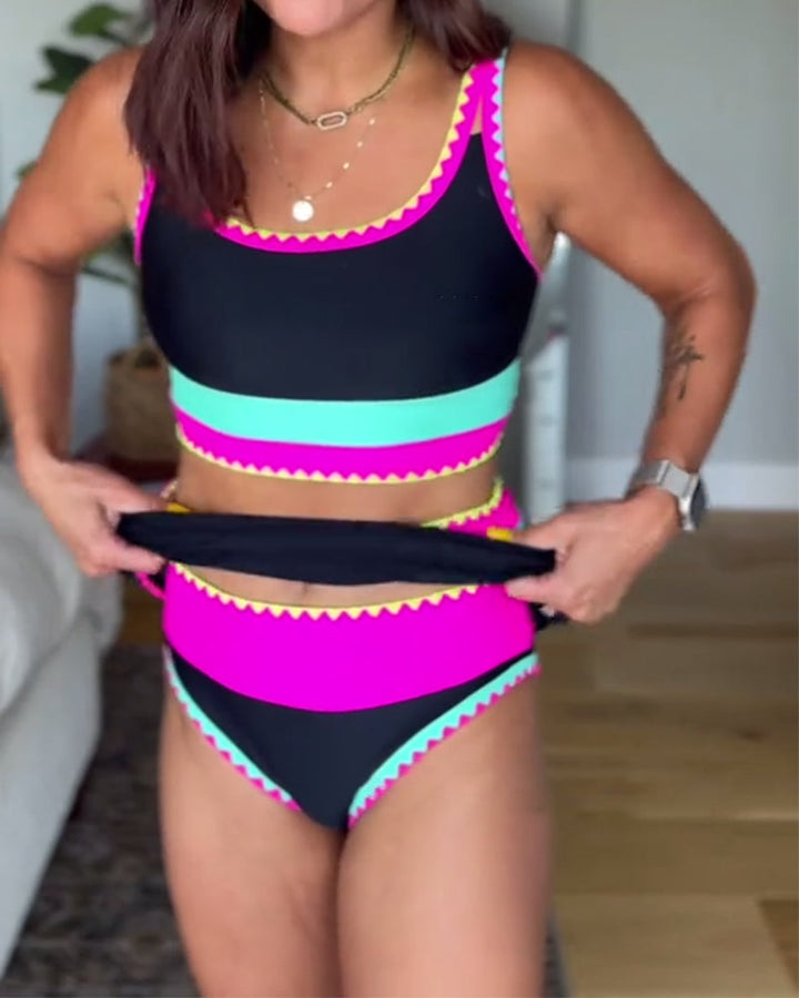 Myra | Elegant Three-Piece Colour Block Swimsuit