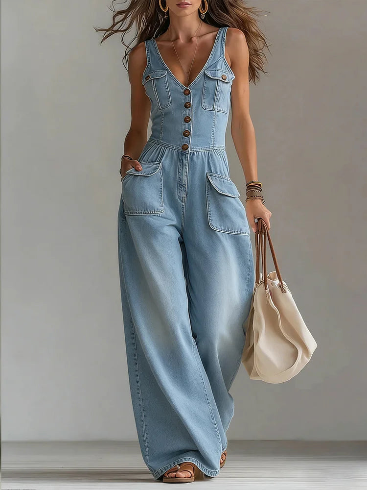 Sophie | Casual Denim Wide Jumpsuit