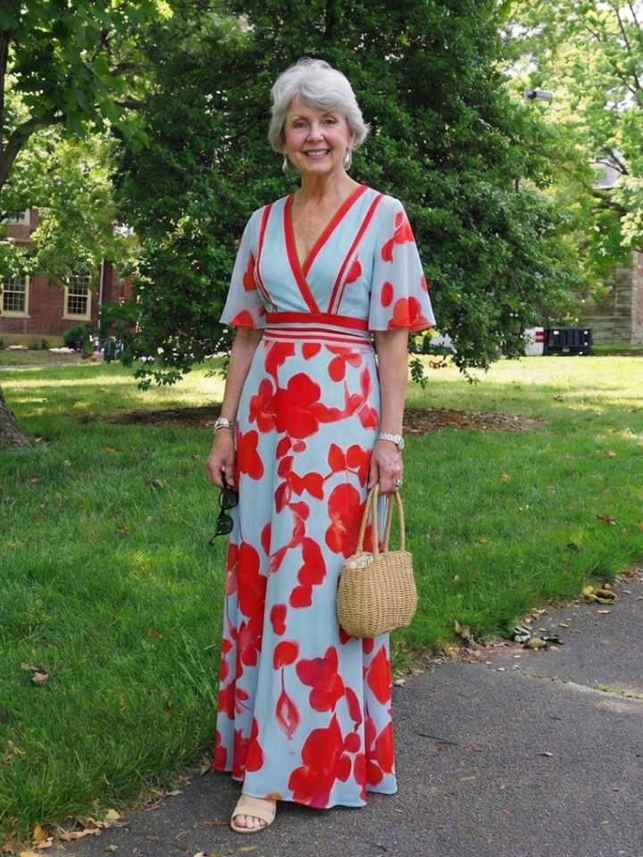 Corinne | V-Neck Short Sleeve Floral Maxi Dress