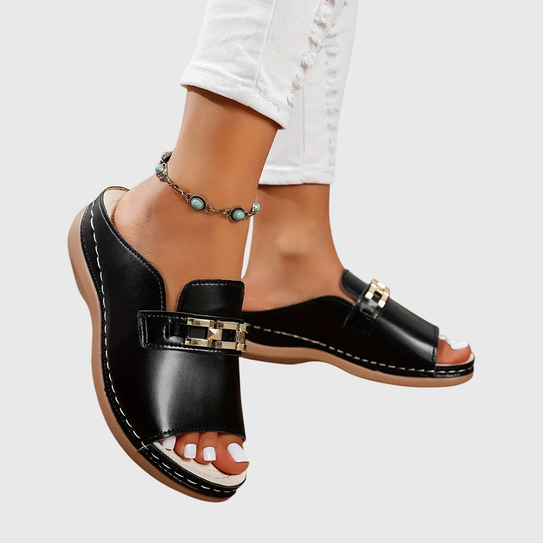 Kaylee | Chain Accent Slide Sandals