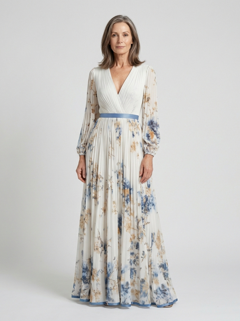 Alice | Long Sleeve V-Neck Floral Maxi Dress