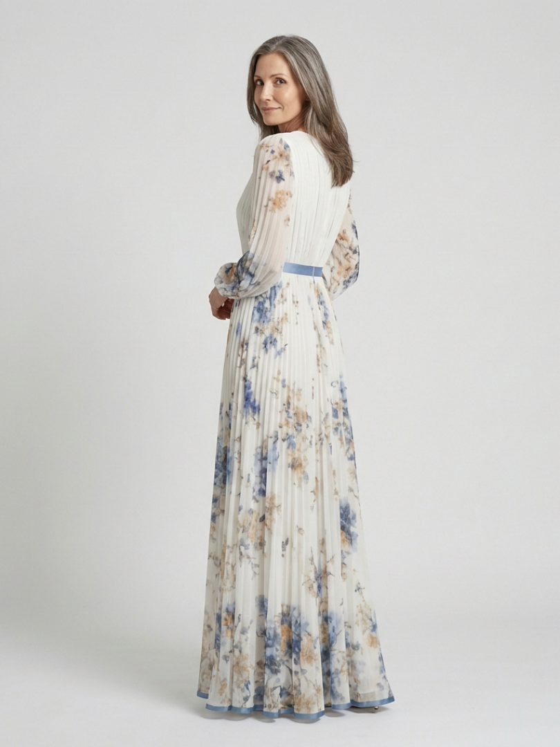 Lavinia | Long Sleeve V-Neck Floral Maxi Dress