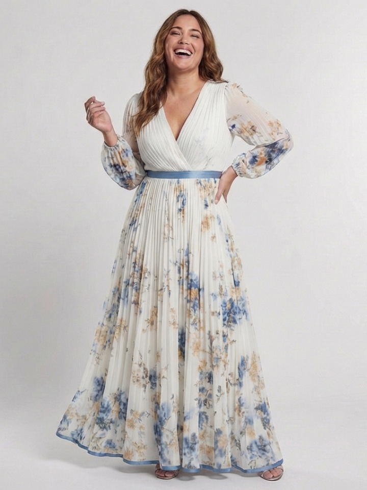 Alice | Long Sleeve V-Neck Floral Maxi Dress