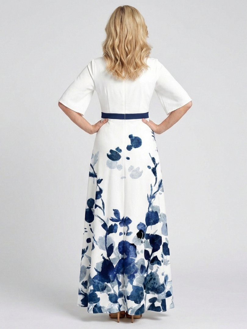 Eliza | V-Neck Short Sleeve Floral Maxi Dress