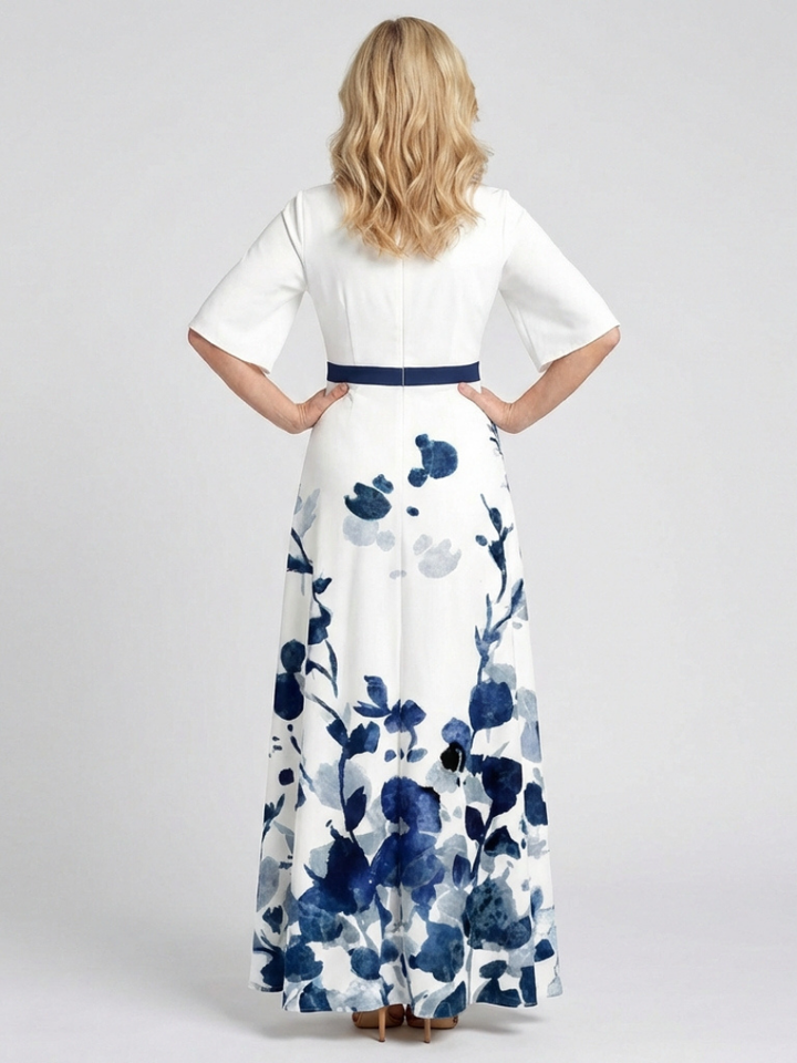 Eliza | V-Neck Short Sleeve Floral Maxi Dress
