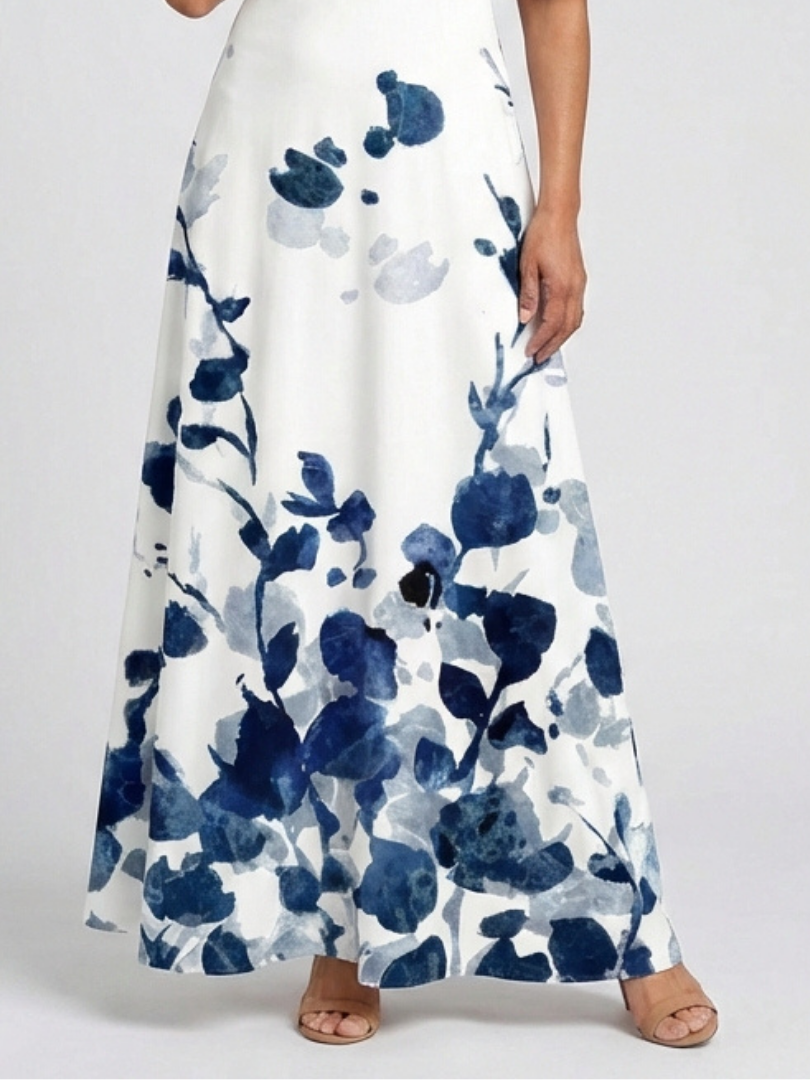 Eliza | V-Neck Short Sleeve Floral Maxi Dress