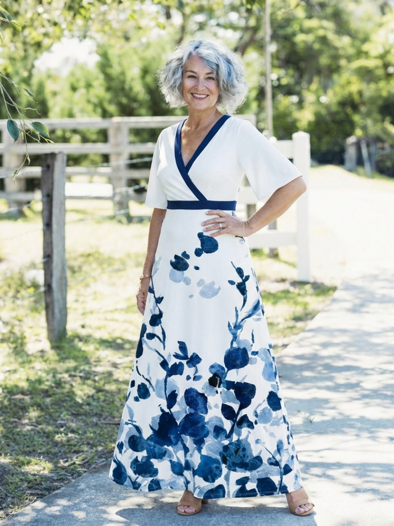 Eliza | V-Neck Short Sleeve Floral Maxi Dress