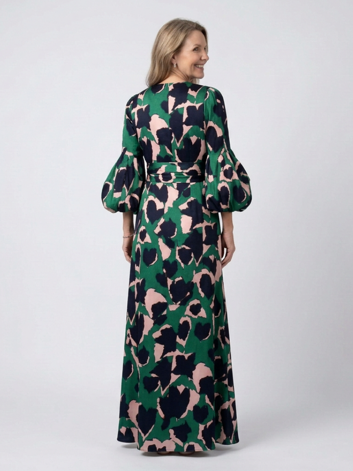 Isolde | V-Neck Tie Waist Long Sleeve Maxi Dress