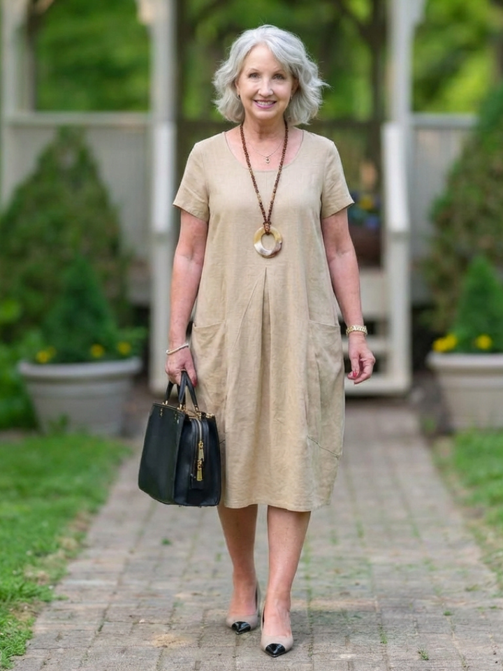 Diane | Short Sleeve Pleated Knee Length Dress
