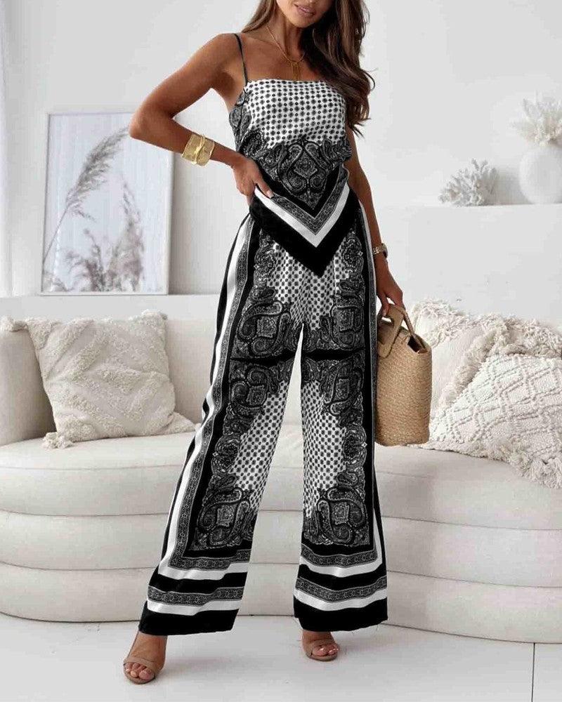 Helen | Vacation Ready Stylish Lace-Up Vest &amp; Pants Two-Piece Set Dress