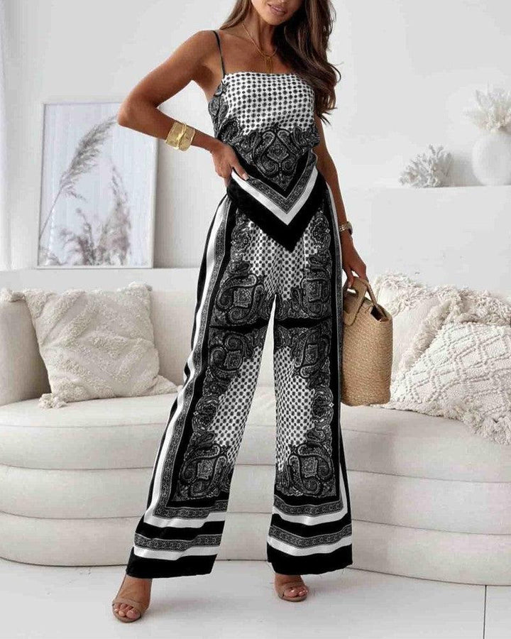 Helen | Vacation Ready Stylish Lace-Up Vest &amp; Pants Two-Piece Set Dress