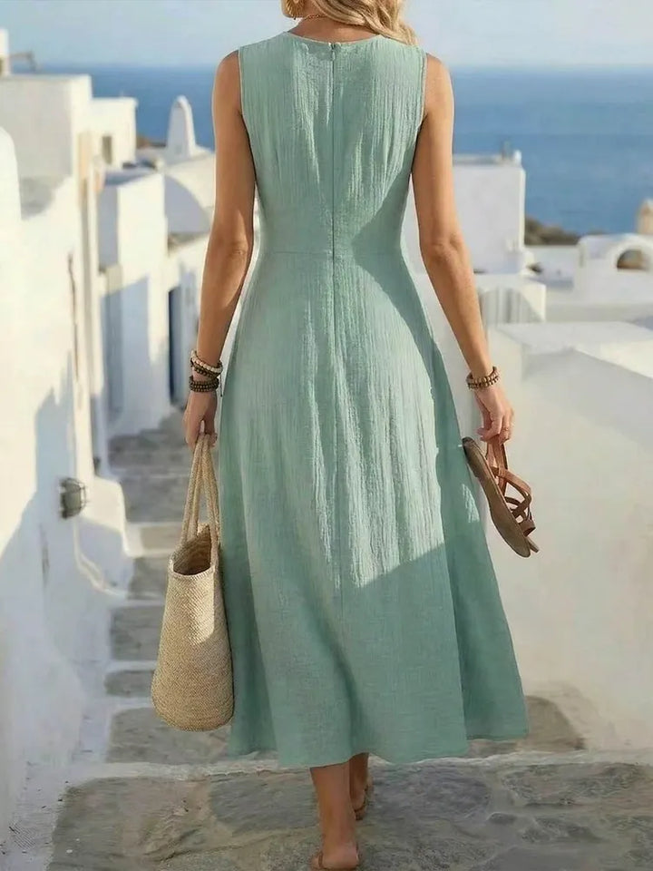 Giselle | Cross Waist Sleeveless Midi Dress