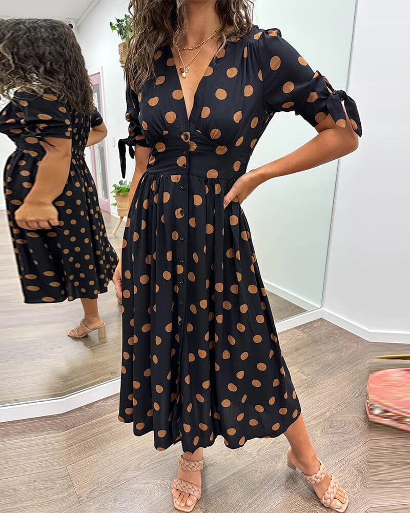Bellamy | Polka Dots V-Neck Dress