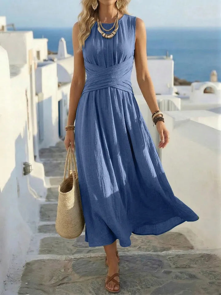 Giselle | Cross Waist Sleeveless Midi Dress
