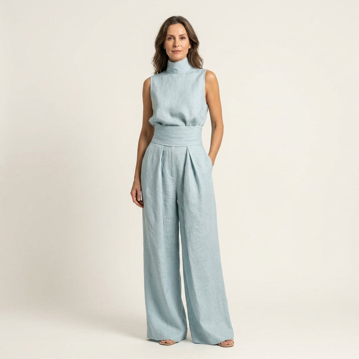 Cayetana | Sleeveless Turtleneck Top Wide-Leg Set